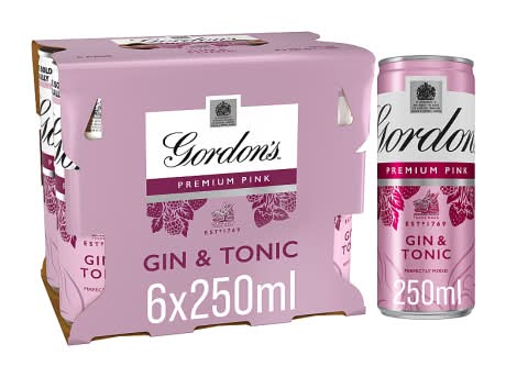 Gordon's Raspberries- Strawberries, Premium Pink Gin & Tonic Ready To Drink (6 x 0.25L)