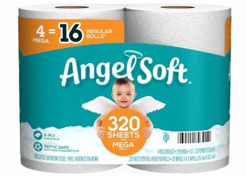 Angelsoft Bath Tissue 4 Mega Roll (135.11 sf)