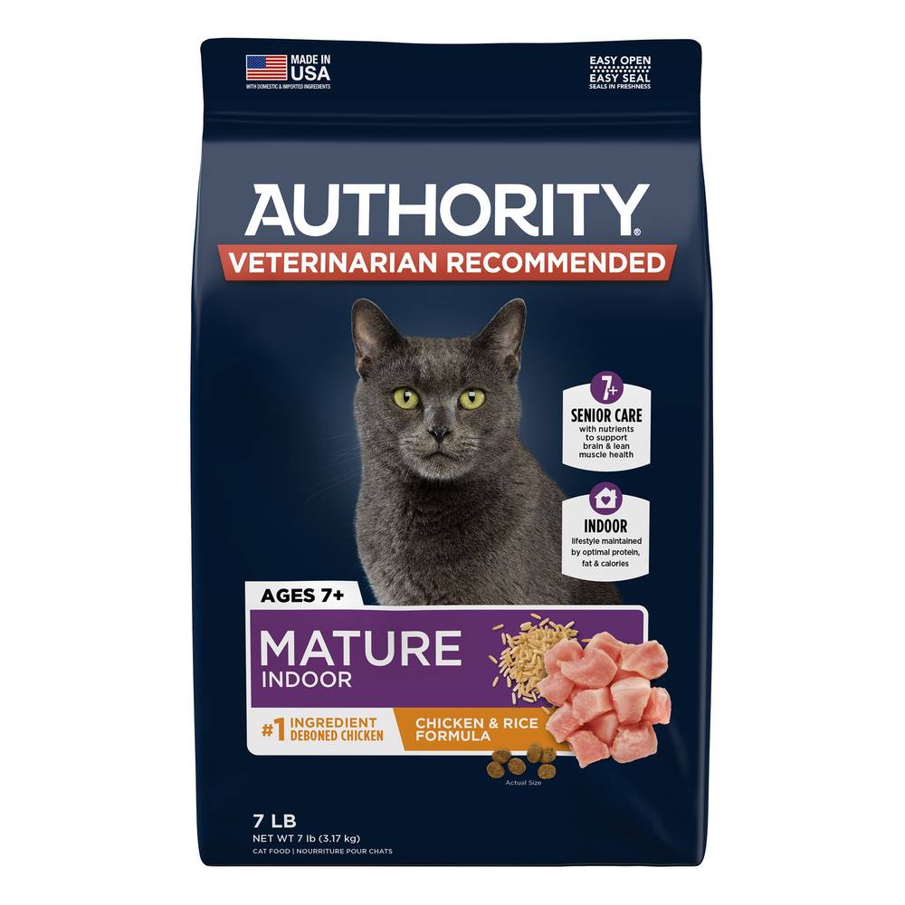 Authority® Everyday Health Indoor Senior Cat Dry Food - Chicken & Rice, With-Grain (Flavor: Chicken & Rice, Size: 7 Lb)