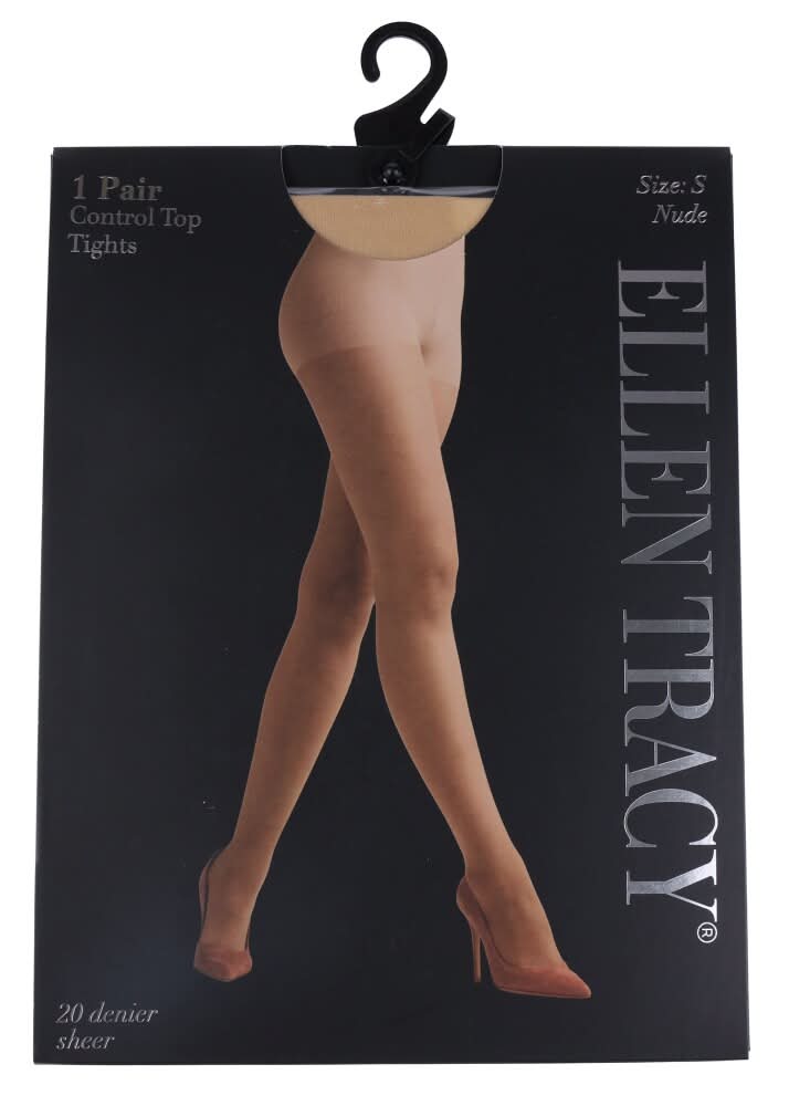 Ellen Tracy Run Resistant Control Top Tights, S, Nude