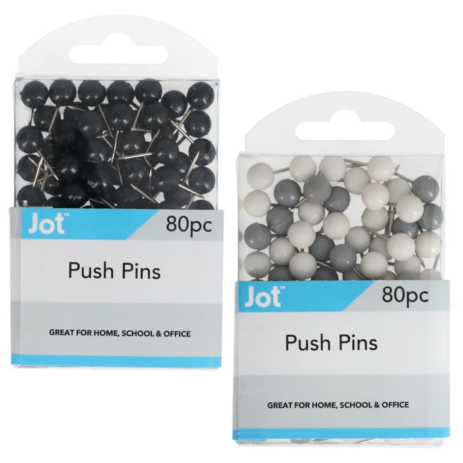 Jot Round-Grip Plastic Push Pins, 80-ct. Packs