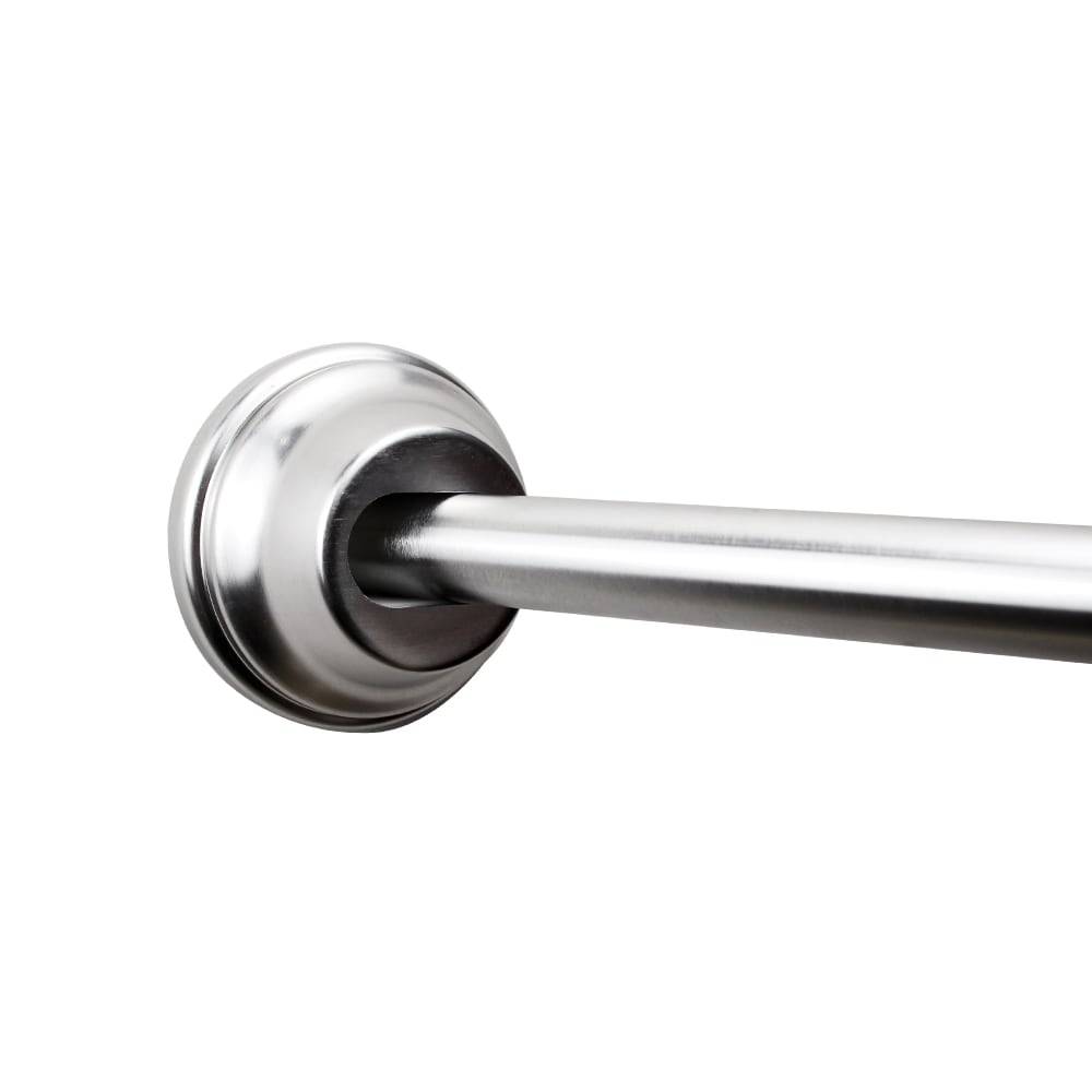 allen + roth 44-in to 72-in Brushed Nickel Fixed or Tension Single Curve Adjustable Shower Curtain Rod | SHLSNC01SN