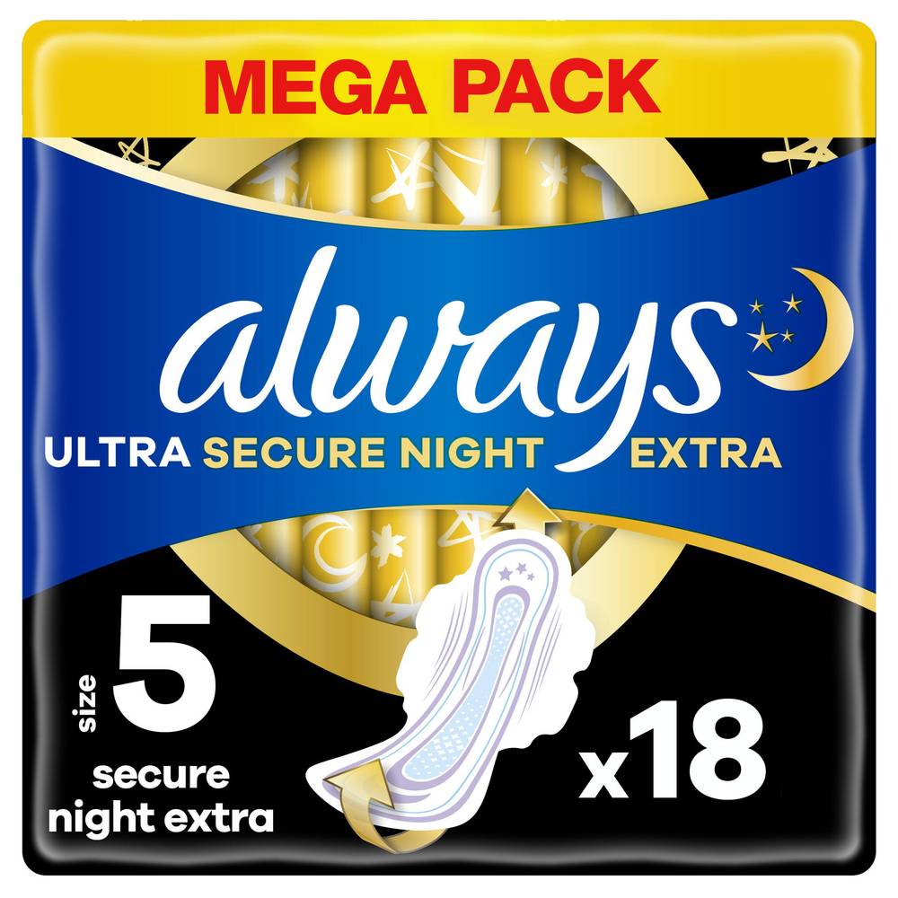 Always Ultra Sanitary Towels Secure Night Wings Extra Size 5 x20