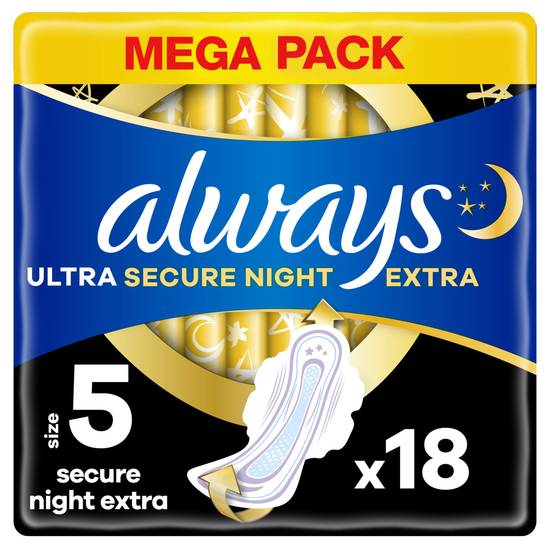 Always Ultra Sanitary Towels Secure Night Wings Extra Size 5 x20