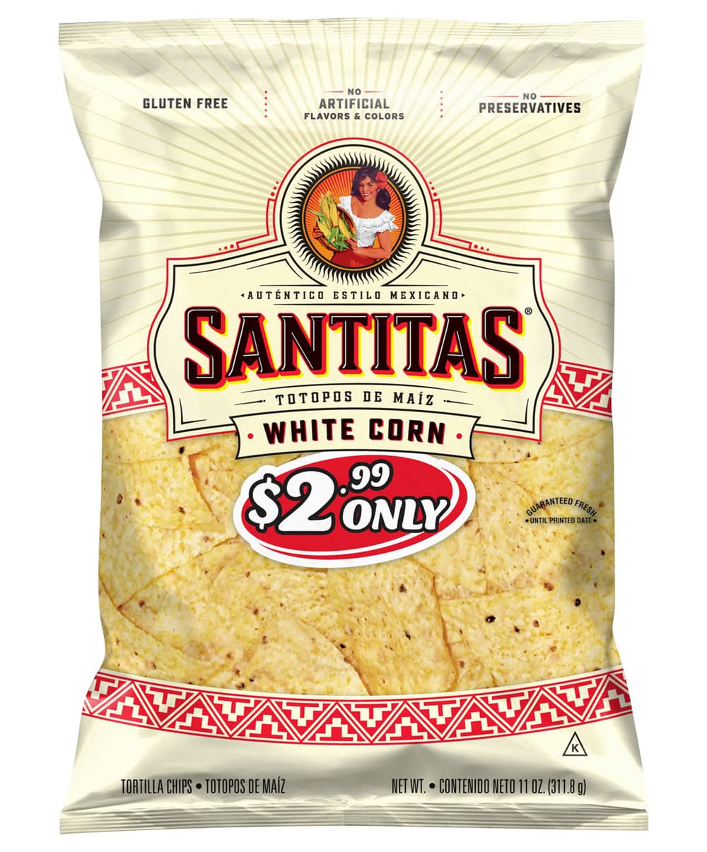 Santitas Tortilla Chips White Corn 11 Oz