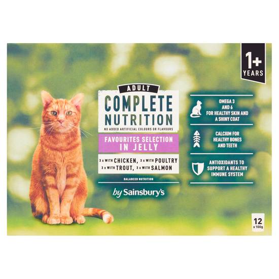 Sainsbury's Complete Nutrition 1+ Adult Cat Food Meat & Fish Selection in Jelly 12x100g