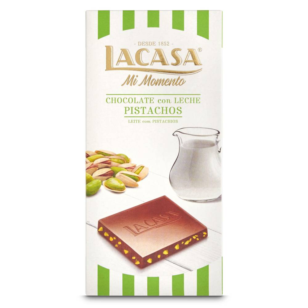 Chocolate Con Leche Con Pistachos Lacasa 90 G