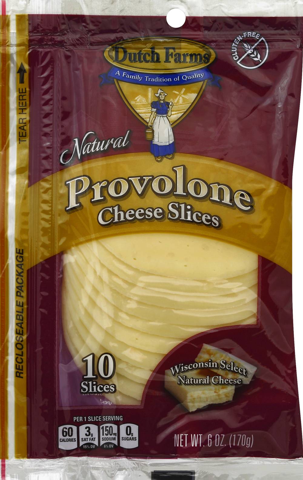 Dutch Farms Natural Provolone Cheese Slices (6 oz, 10 ct)