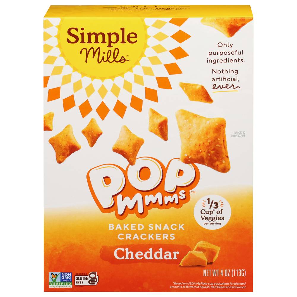 Simple Mills Pop Mmms Veggie Flour Baked Snack Crackers (cheddar)