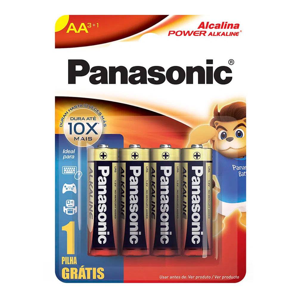 Panasonic · Pilha alcalina aa power alkaline 1,5v (4 un)