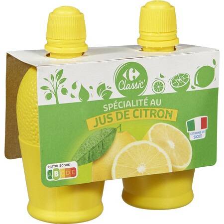 Spécialité au jus de citron CARREFOUR CLASSIC' - les 2 bouteilles de 115mL