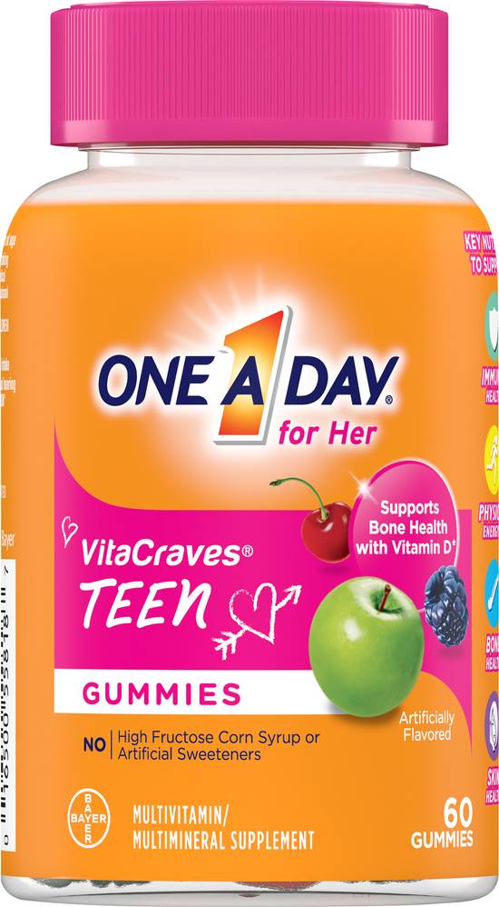 One a Day Vitacraves Teen Multivitamin Gummies For Her (60 ct)