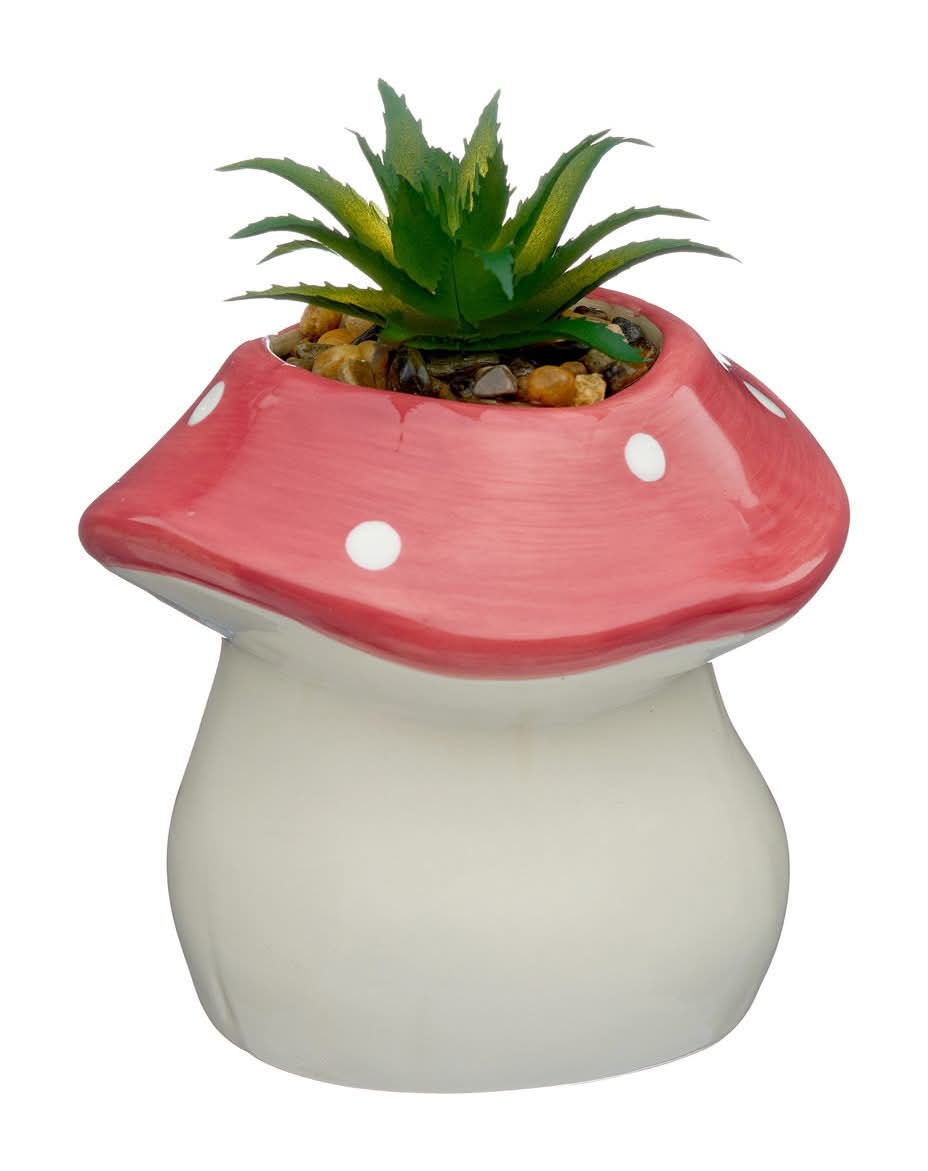 TrueLiving Succulent Mushroom Shaped Potted Plant
