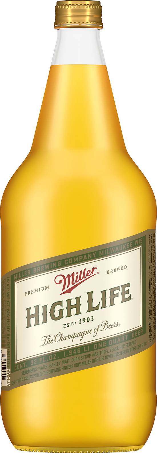 Miller High Life Premium Brewed Beer (32 fl oz)
