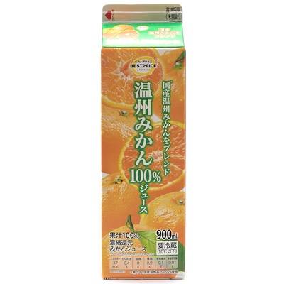 トップバリュ　ベストプライス　温州みかん１００％ジュース　９００ｍｌ