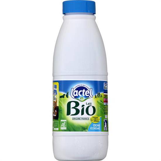 Bio - Lait Demi-Ecreme Bio Sans OGM LACTEL - la bouteille de 1 l
