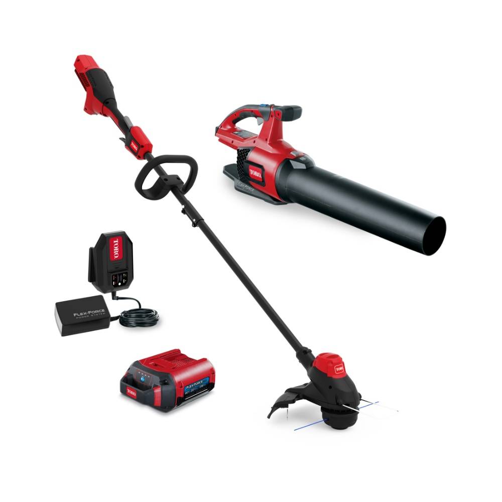 Toro Flex-Force 60-volt Max Cordless Battery String Trimmer and Leaf Blower Combo Kit 2 Ah (Battery & Charger Included) | 51881