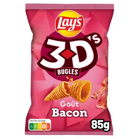 Biscuits apéritifs saveur bacon LAY'S 3D - le sachet de 85g