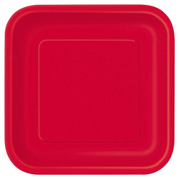 Ruby Red Square Dinner Plates 9 Inch, 14 ct