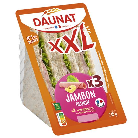 Daunat - Club xxl jambon beurre salade (3 pièces)