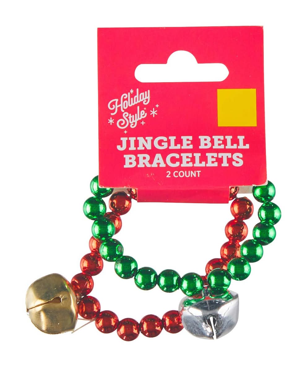 Holiday Style Christmas Jingle Bell Bracelets 2 Ct - Assorted