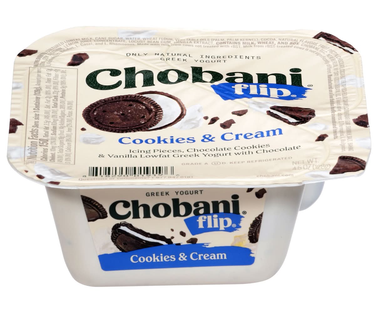 Chobani Flip Lowfat Greek Yogurt, Cookies & Cream (4.5 oz)