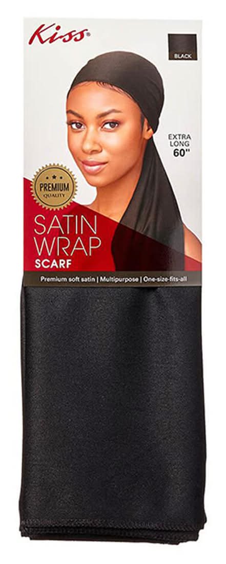 KISS Extra-Long Satin Wrap Scarf, 60 in, Black
