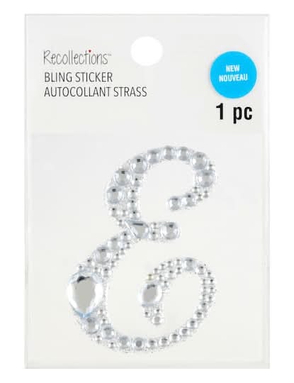 Recollections Bling Alphabet E Letter Sticker, 2.25x3.74 in, Silver