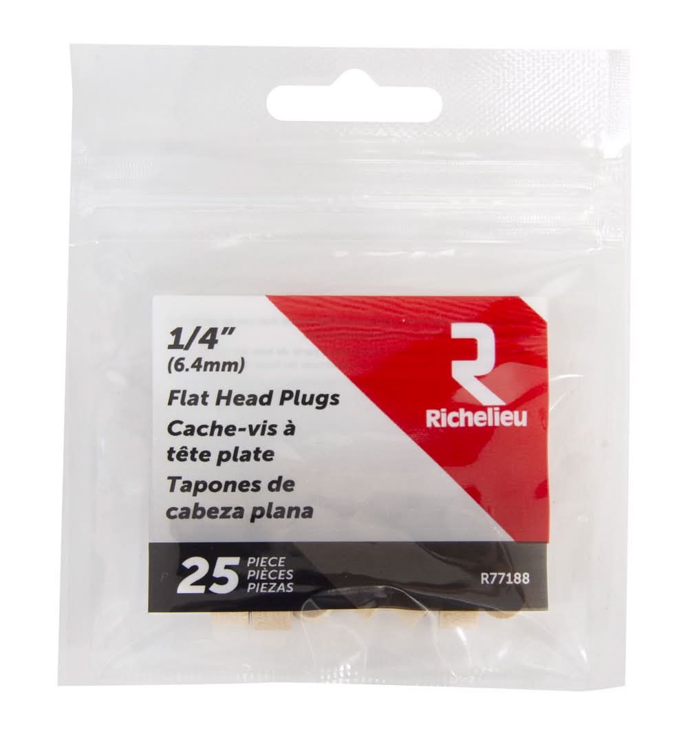 Richelieu Flat Birch Head Plug 1/4 In. D X 0.28 In. L 25 Pk Natural