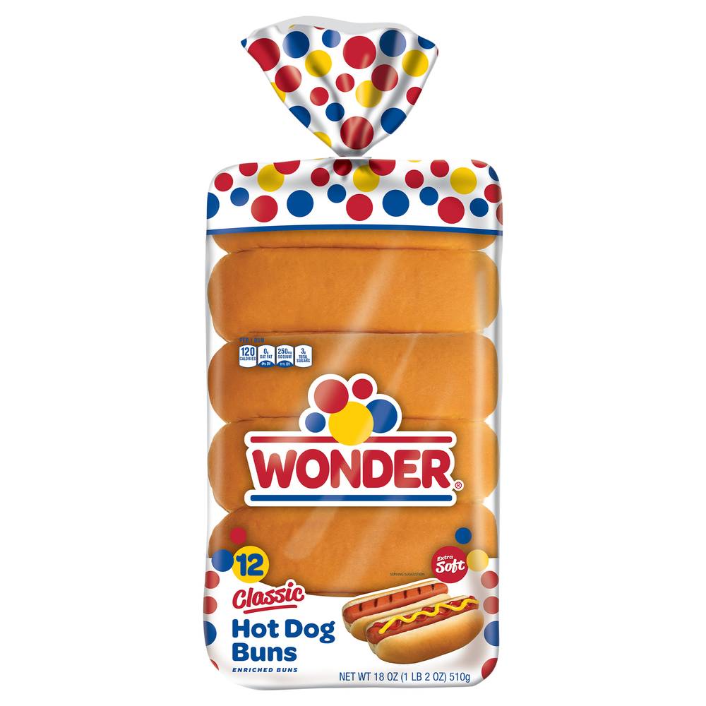 Wonder Extra Soft Classic Hot Dog Buns (1.12 lbs, 12 ct)