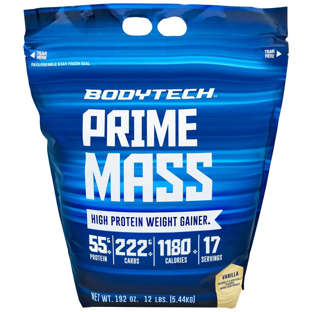 Bodytech Prime Mass - High Protein Weight Gainer Powder (192 oz) (vanilla)