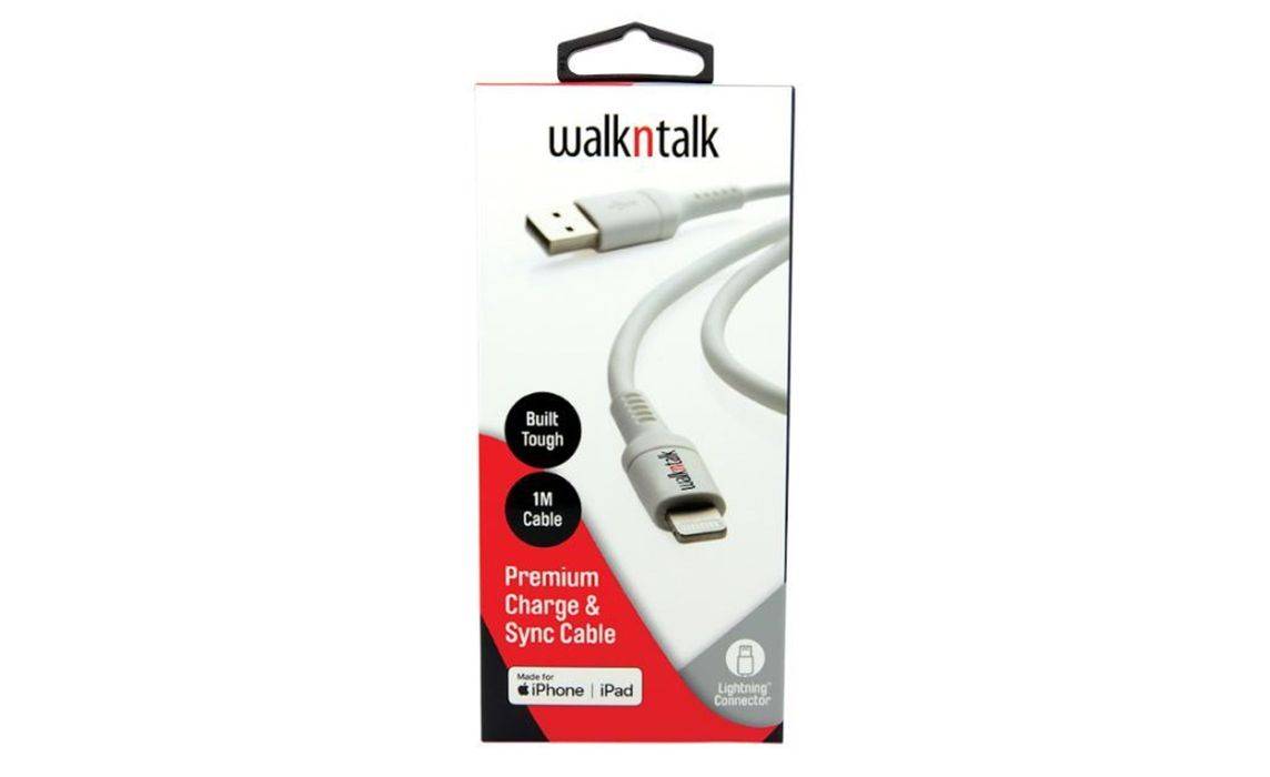 Walkntalk Lightening Charge & Sync Cable 1 Metre White - Suitable for IPhone