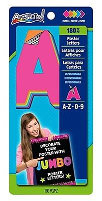 ArtSkills Jumbo Neon Quick 4 Self-Adhesive Letters, Assorted, 180/Pack (PA-1426)