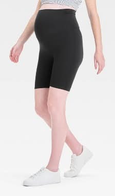 Over Belly High-Rise Seamless Ribbed Maternity Bike Shorts - Isabel Maternity by Ingrid & Isabel™ Black M: Lightweight Fit, 6" Inseam