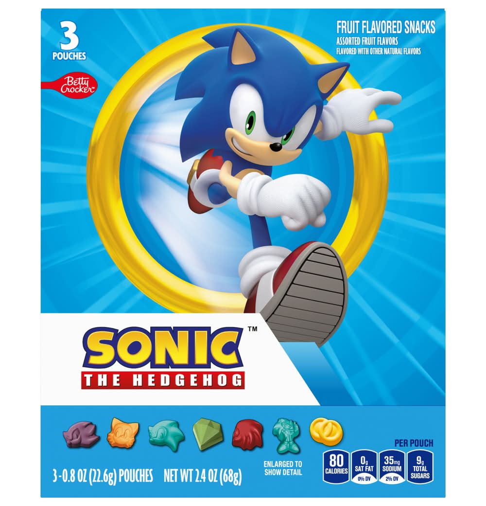 Betty Crocker Sonic the Hedgehog Fruit Snacks, Assorted (2.4 oz, 3 ct)