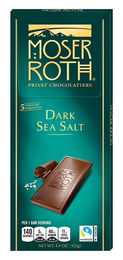 Moser Roth Dark Chocolate Bar, Sea Salt (4.4 oz)