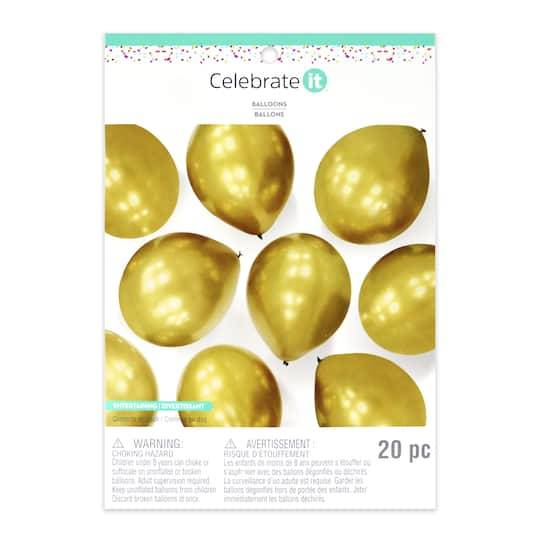 Celebrate It Gold Balloons, 12", Gold (20 ct)