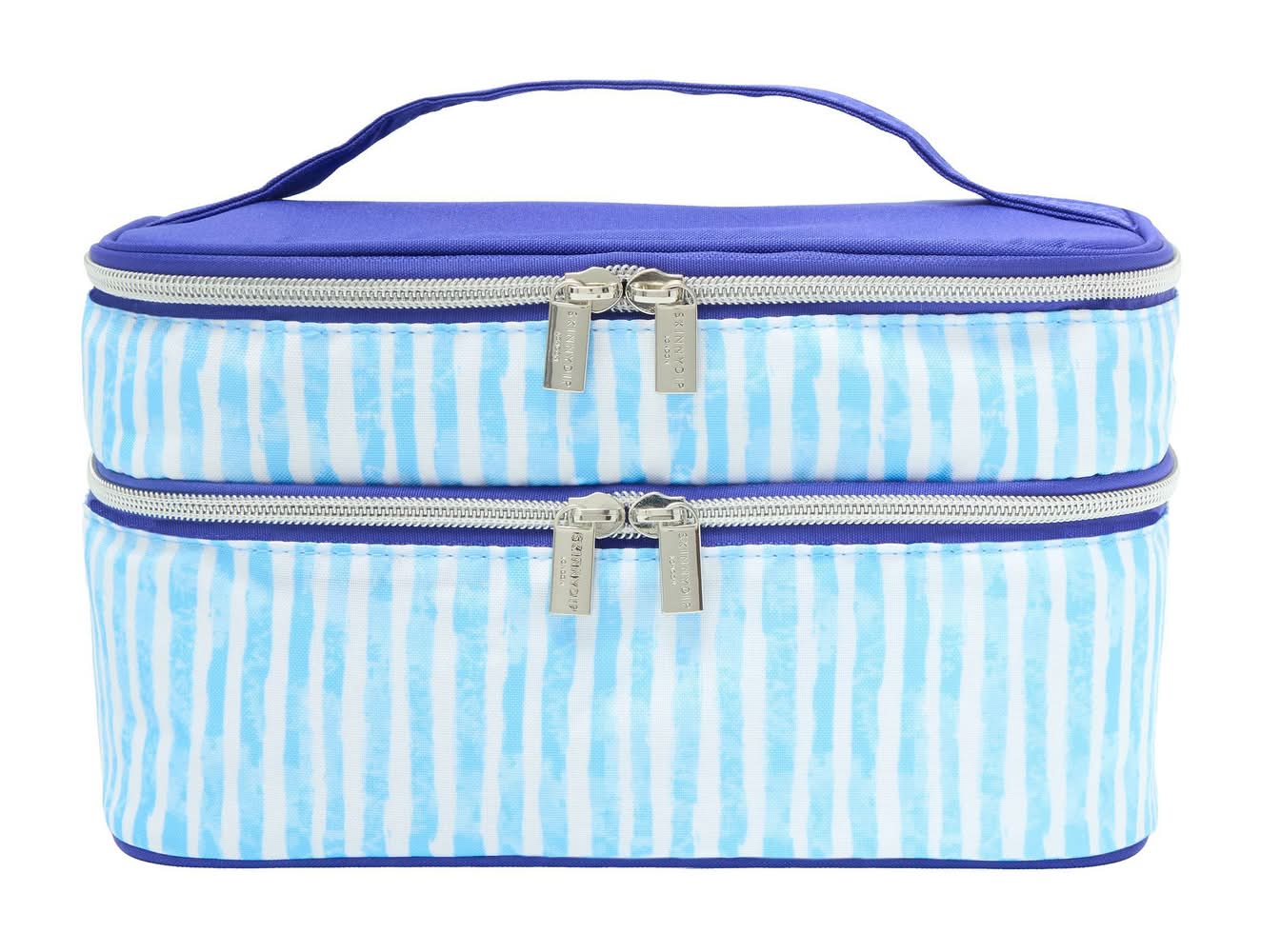 Skinnydip Stripe Pattern Makeup Bag & Organizer Cosmetic Case, Blue