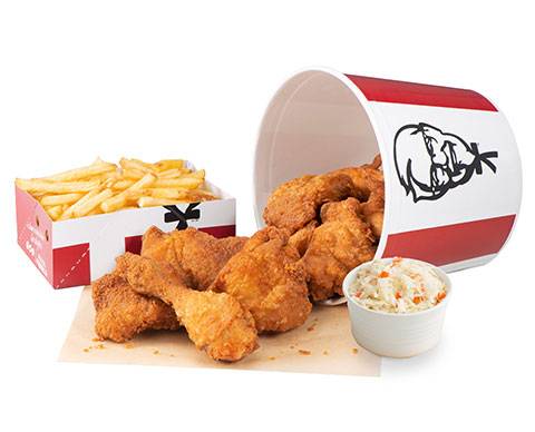 6 PIECE BUCKET AND 2 LARGE SIDES