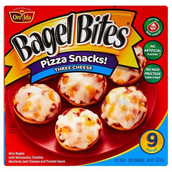 Order Bagel Bites Frozen Three Cheese Pizza Snacks 9ct 7oz food online from Everyday Needs by Gopuff store, Ladera Ranch on bringmethat.com