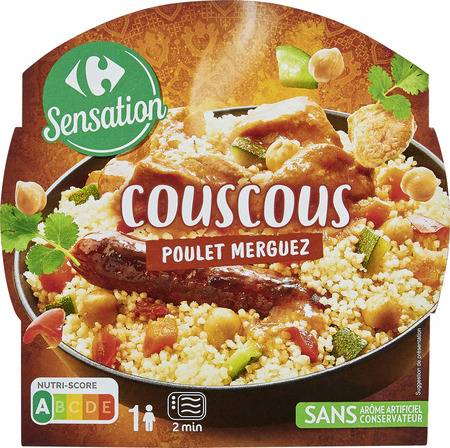 Plat cuisiné Couscous poulet merguez CARREFOUR SENSATION - la barquette de 300g