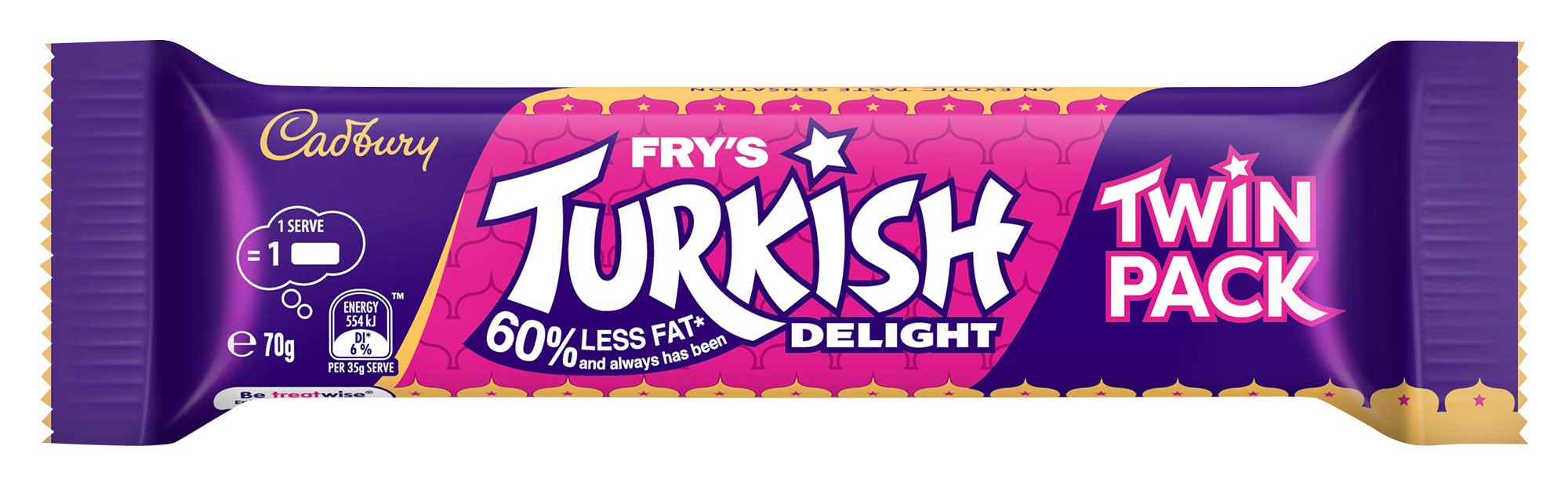 Fry's Milk Chocolate Bar Twin pack, Turkish Delight (70g, 2 pack)