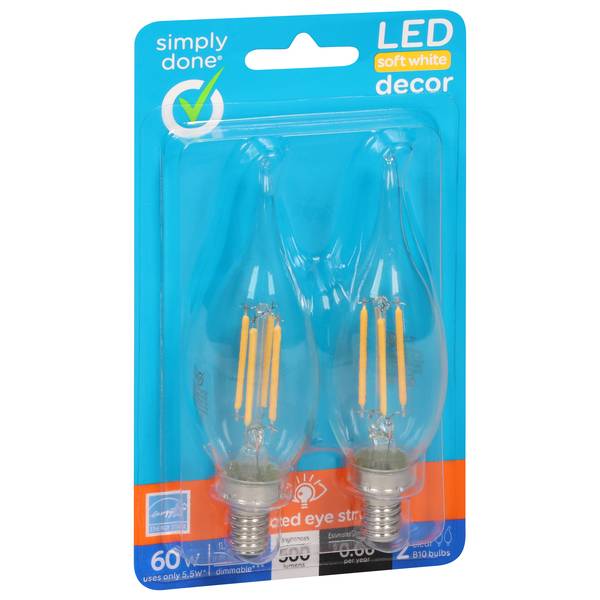 Simply Done Led Soft White Light Bulbs 60w (2 ct)