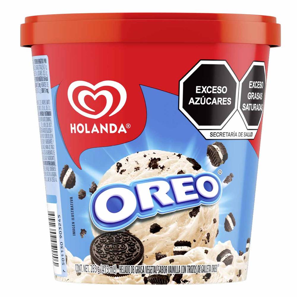 Holanda · Helado de grasa vegetal con trozos de galleta oreo (473 ml)