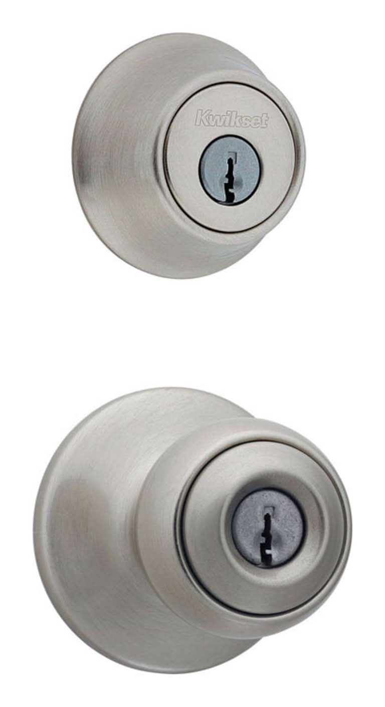 Kwikset Polo Satin Nickel Deadbolt And Entry Door Knob 1-3/4 In.