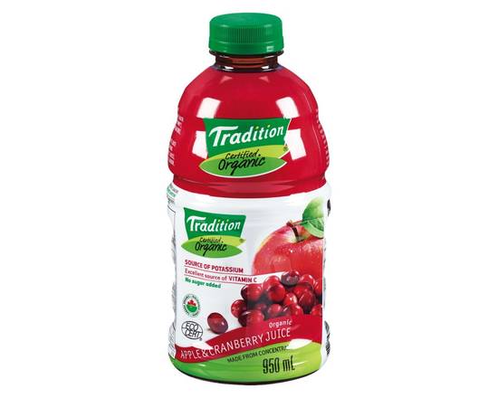Tradition · Jus de pommes et de canneberges biologique (950 ml) - from québec apple and cranberry - organic Fruit juice (950 ml)