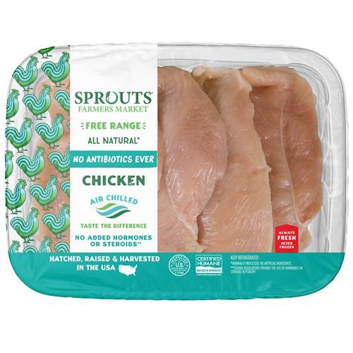 Sprouts Thin-Sliced Boneless Skinless Chicken Breast No Antibiotics Ever Value Pack (Avg. 3.6lb)