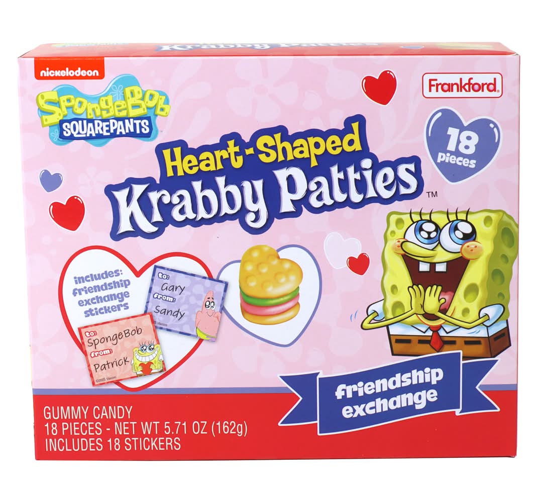 Frankford Krabby Patties Heart Shaped Friendship Exchange Gummy Candy (5.71 oz, 18 ct)