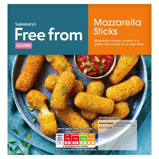 Sainsbury's Free From Gluten Mozzarella Sticks (180g)