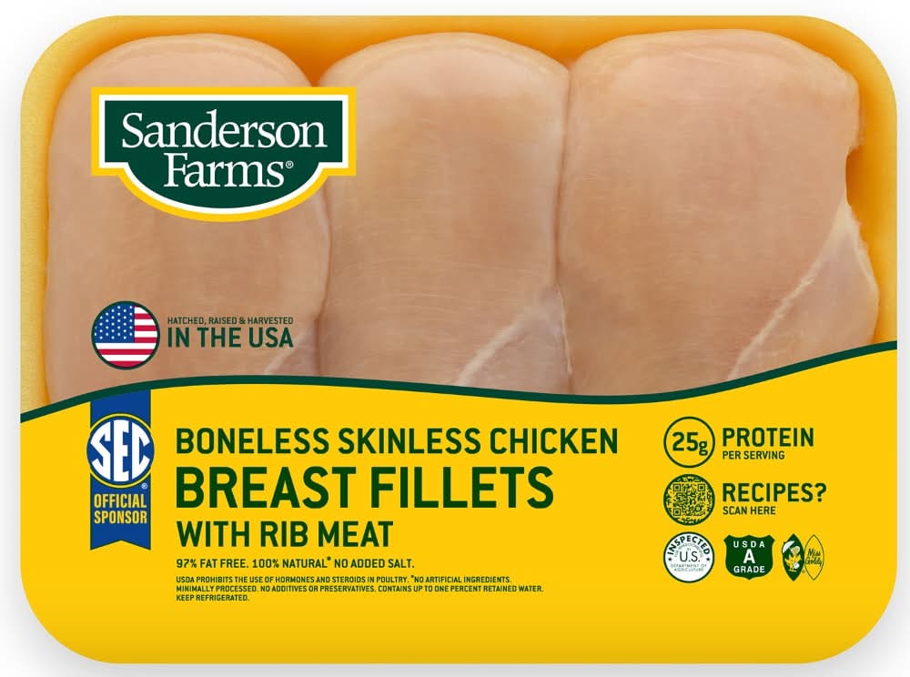 Sanderson Farms Boneless Skinless Chicken Breast Fillets With Rib Meat (2 lbs)